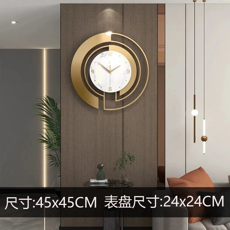 Nordic Light Luxury Metal Wall Clock Fashion Design Large Home Decoration Pendant Clock Hotel Living Room Wall Hanging Clocks